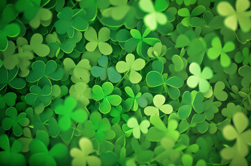 Green background from clover leaves. The pattern on St. Patrick's Day