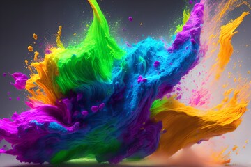 Happy holi festival banner, colorful splash powder. colorful clouds 