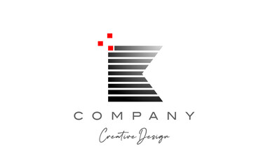 geometric K alphabet letter logo with line and dots. Corporate creative template design for business and company