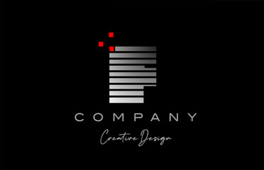F alphabet letter logo with geometric pattern line and dots. Corporate creative template design for company and business