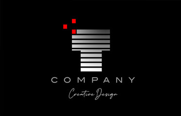 T alphabet letter logo with geometric pattern line and dots. Corporate creative template design for company and business