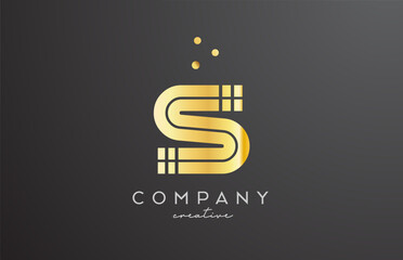 gold golden S alphabet letter logo with dots. Corporate creative template design for company and business