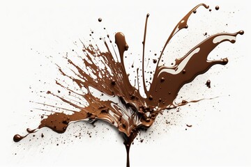 Isolated chocolate splatter on a white background