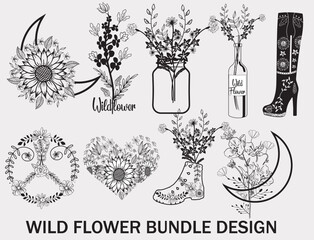 Wildflower Vector Celestial Bundle Design 