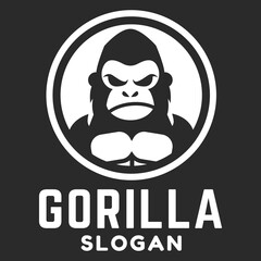 Modern simple minimalist gorilla ape mascot logo design vector with modern illustration concept style for badge, emblem and tshirt printing. modern gorilla circle logo illustration.