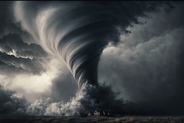 Tornad, Cyclone, Vorter, Furação, Natural disaster GENERATIVE AI - obrazy, fototapety, plakaty