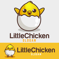 Modern simple minimalist baby chicken mascot logo design vector with modern illustration concept style for badge, emblem and tshirt printing. modern chicks cartoon logo template isolated on background