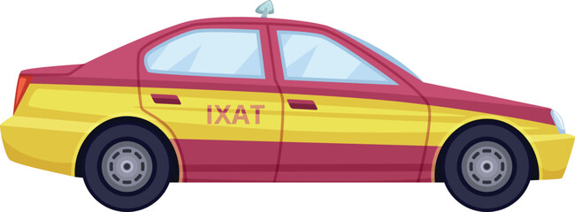 Taxi service car. Cartoon transport side view
