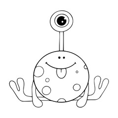 Linear sketches, coloring pages of little cute monsters, mutants. Vector graphics.