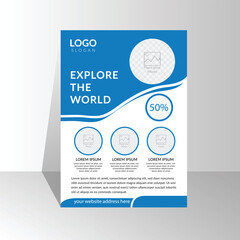 Fototapeta premium Modern A4 corporate creative clean business flyer design template layout for advertising and promotion growth. vector white background color circle design flyer template. unique image flyer inspire