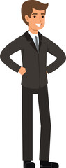 Fototapeta premium Confident smiling businessman character. Cartoon man in suit