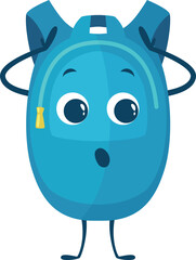 Funny face backpack. Blue cartoon school bag
