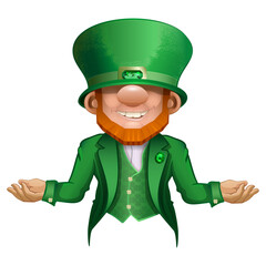 Funny smiling leprechaun, cartoon folk character of ireland legends and st patrick's day festivals character