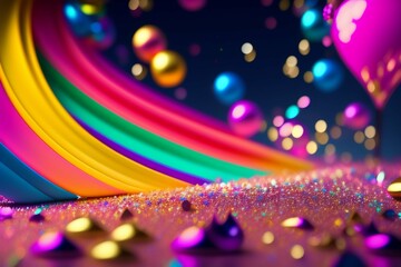 Glitter Rainbow and Colorful Balloons A Joyful and Shiny Celebration
