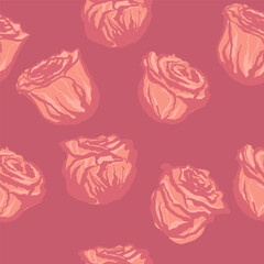 English roses seamless beautiful rose hand drawing. Vector illustration