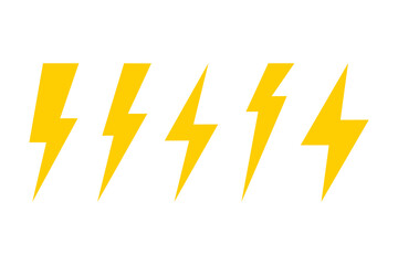 Set lightning icons. Lightning bolt vector