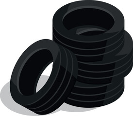 Tires stack icon. Isometric car repair storage © ONYXprj
