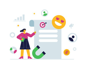 The concept of a successful lead form. A metaphor for attracting new customers by filling out a questionnaire.