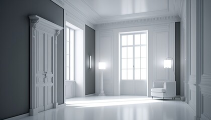 Light white room interior generative ai