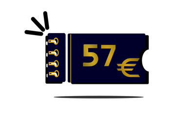 57 euro, fifty seven euro golden number on blue coupon