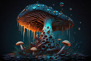 creepy mushroom fungus, Generative AI