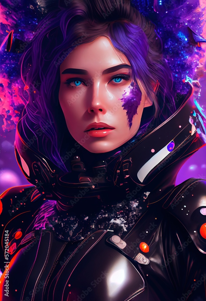 Wall mural portrait of an astronaut in a spacesuit. high-tech astronaut from the future. the concept of space t