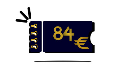 84 euro, eighty four euro golden number on blue coupon