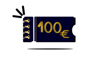 100 euro, one hundred euro golden number on blue coupon
