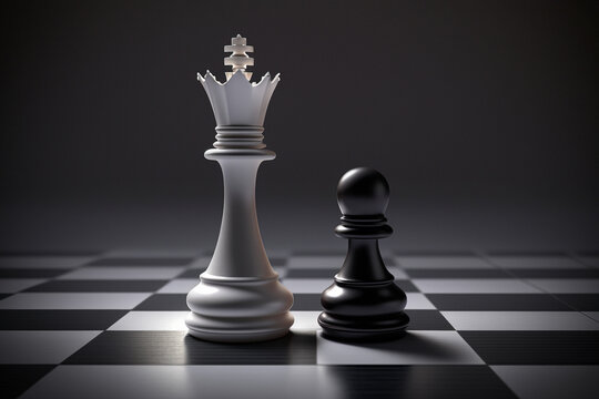 chess pieces monarh and pawn on a chessboard, generated ai