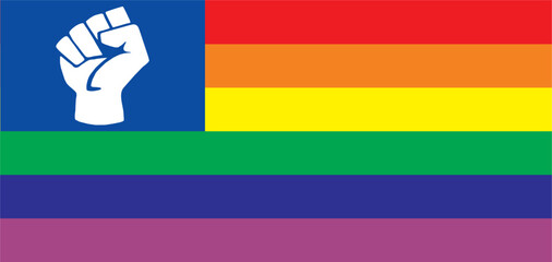 Vector rainbow flag of the LGBT community. LGBT symbol in rainbow colors. Fist. 