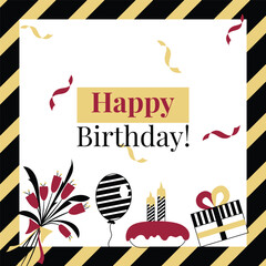 Happy Birthday Greeting Card, Insta Post, Banner, Premium Vector