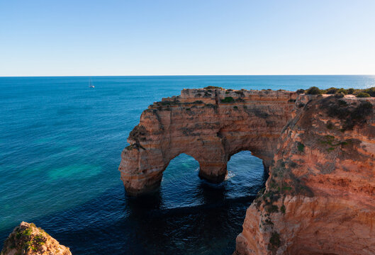 Landscape of the rocky beach in Albufeira - Portugal © sebi_2569