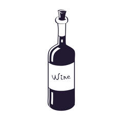 Wine bottle with label vector icon