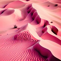 Obraz na płótnie Canvas Pink desert sand dunes surface abstract background. Dry african hills, detailed sandy texture. Natural landscape Pink ai generated desert dunes pattern.