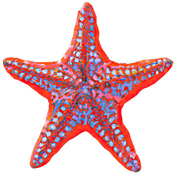 Abstract painted red starfish isolated on transparency png file generative ai illustration