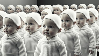 Child clones or androids. Generative AI - obrazy, fototapety, plakaty