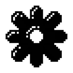 setting icon, gear icon black-white vector pixel art icon