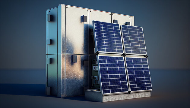  Solarmodule mit angeh&auml;ngten Energiespeicher, Generative AI