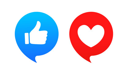 Fototapeta premium Thumbs up and thumbs up flat icon. I like it and I don't like it. Recommendation icons, good and bad choice labels. Vote web buttons with with man hand. Social media. Vector illustration