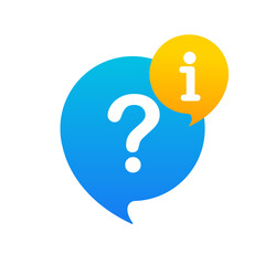 Speech bubble. Questions and answers, faq chat. Icon of the topic of information exchange, collecting and analyzing information. Flat design. A message a question mark icon. Vector illustration