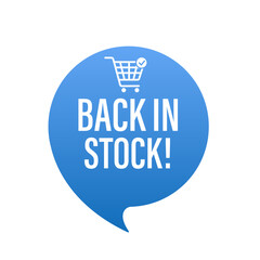 Back in stock, red banner with basket on white background. Modern button Back in stock With Shopping Cart. Web banner element .Web button. Vector illustration