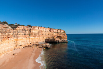 Fototapeta na wymiar Landscape of the rocky coast in the Portimao area - Portugal