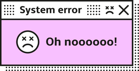 Retro pc interface window. System erroe message