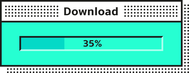 Download window. Vintage progress bar. Retro loader