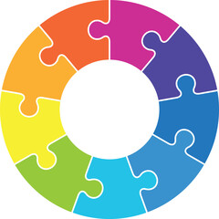 Color jigsaw pieces circle. Round blank template