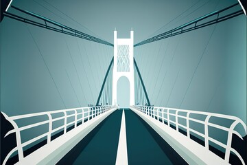 Fototapeta premium Bridge flat illustration created with Generative AI 