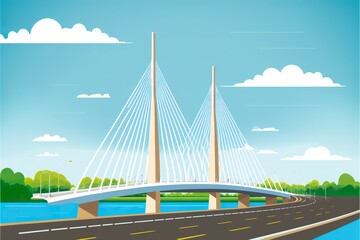 Bridge flat illustration created with Generative AI 