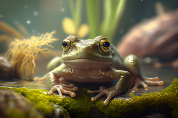 Ein Springfrosch in seiner nat&uuml;rlichen Umgebung - Generative Ai