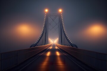 Fototapeta na wymiar Bridge in fog created with Generative AI 