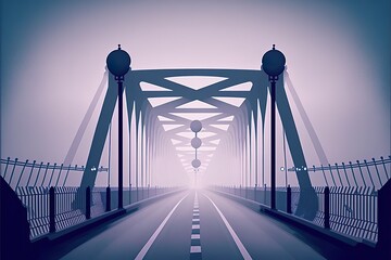 Fototapeta premium Bridge flat illustration created with Generative AI 